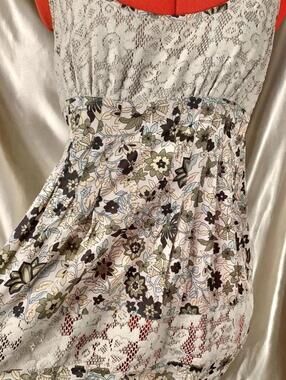 pleated boho lace multi-patterned fire l.a. tie back top!